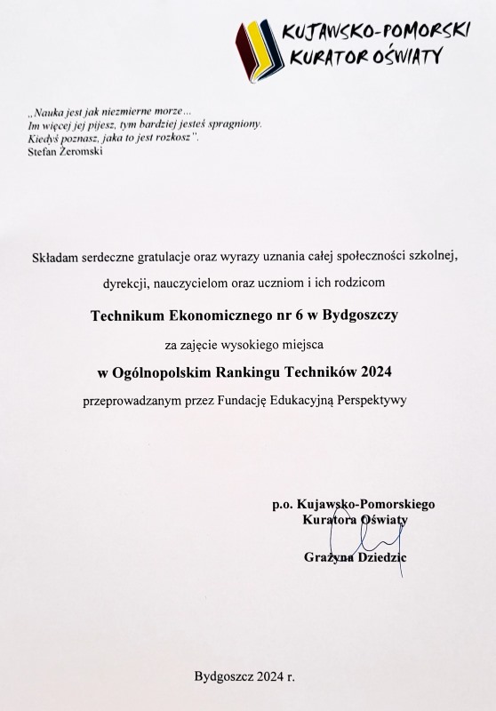 Gratulacje dla całej Społeczności Szkolnej