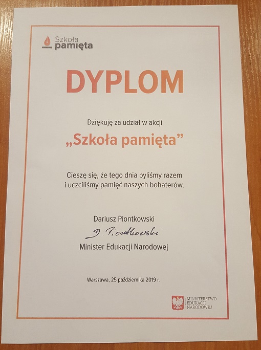 Dyplom za udział w akcji 